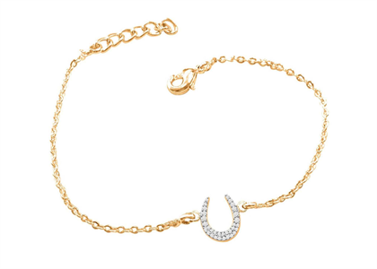 Rose Gold Plated CZ Studded Horse shoe Bracelet